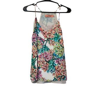 Women's Rodeo Show Colorful Floral Tank Size 10 Spaghetti Top Racerback